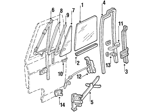 1990 Chevrolet P30 Front Door - Glass & Hardware Windowlift Regulator-LH Diagram for 22049764