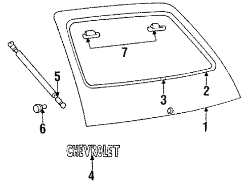 1985 Chevrolet Chevette Lift Gate Rear Compartment Lid Lock Diagram for 20353672