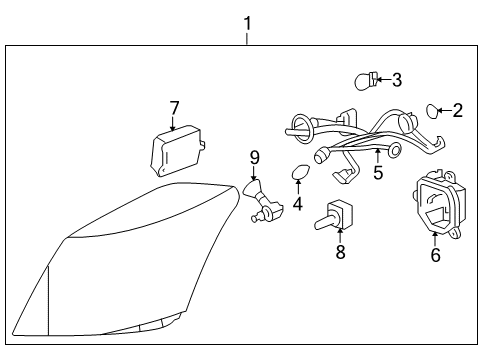 2009 Cadillac XLR Headlamps Headlamp Asm-(W/ Turn Signal Lamp) Diagram for 20779749