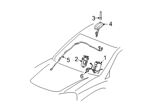 2007 Chevrolet Equinox Communication System Components Antenna Base Diagram for 25841607