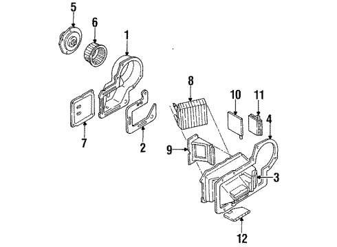 1987 Buick Century A/C Evaporator & Heater Components Case Diagram for 52479875