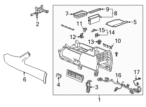 2018 GMC Sierra 1500 Center Console Console Assembly Diagram for 84288061