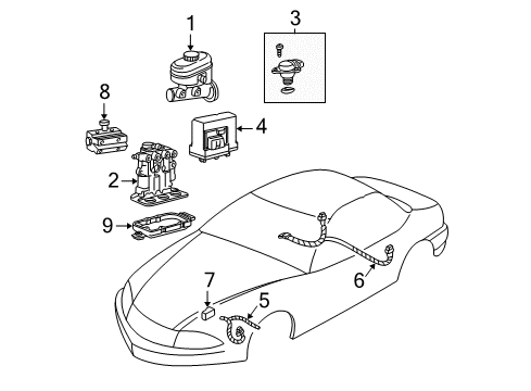 2001 Chevrolet Malibu ABS Components Control Module Diagram for 12209438