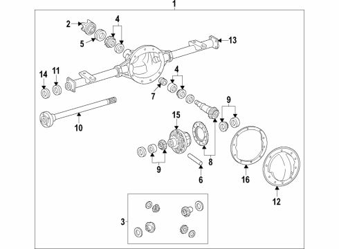 2021 GMC Savana 3500 Rear Axle, Differential, Propeller Shaft Pinion Spacer Diagram for 26008741