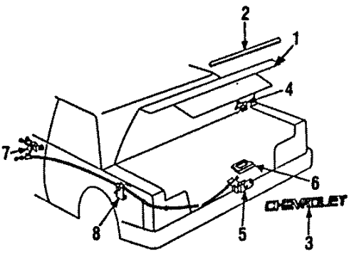 1985 Chevrolet Spectrum Trunk Lid Rear Compartment Lid Lock Cylinder Diagram for 94333290
