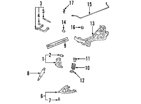 2006 Saturn Relay Rear Suspension, Lower Control Arm, Upper Control Arm, Ride Control, Stabilizer Bar, Suspension Components Compressor Assembly Diagram for 15219513