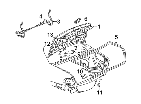 2004 Pontiac Bonneville Trunk Lid Cylinder Kit, Rear Compartment Lid Lock (Uncoded) Diagram for 12458565