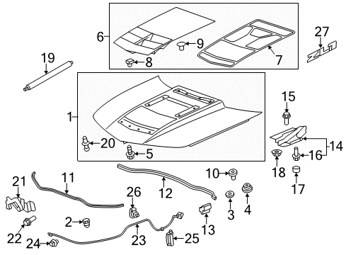 2014 Chevrolet Camaro Hood & Components, Exterior Trim Hood Plug Diagram for 13500935