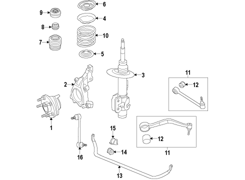 2015 Chevrolet SS Front Suspension Components, Lower Control Arm, Stabilizer Bar Front Wheel Hub Diagram for 92277024
