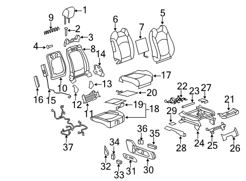 2010 Buick Enclave Passenger Seat Components Plate Diagram for 25947618