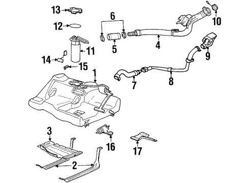 2000 Saturn SW2 Fuel Supply Cable Asm, Accelerator Control Diagram for 21015229