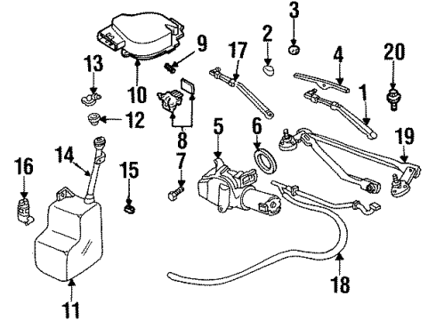 1992 Oldsmobile Achieva Wiper & Washer Components Insert, Windshield Wiper Diagram for 12337767
