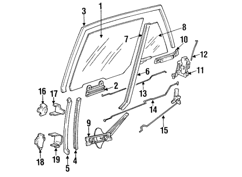 1994 Pontiac Sunbird Rear Door - Glass & Hardware Rear Side Door Lock Actuator Diagram for 22593868