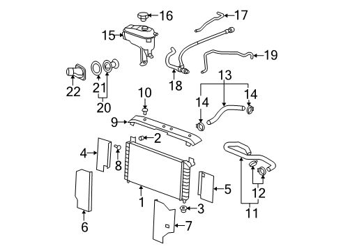 2007 Cadillac Escalade Radiator & Components Vent Hose Diagram for 15020224