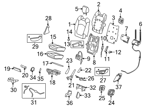 2013 Chevrolet Traverse Second Row Seats Anchor Cover Diagram for 22759086