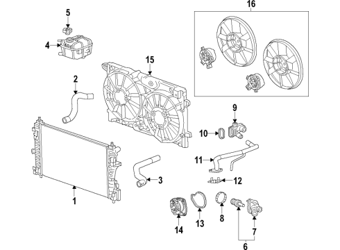 2018 Buick Envision Cooling System, Radiator, Water Pump, Cooling Fan Reservoir Diagram for 13364573