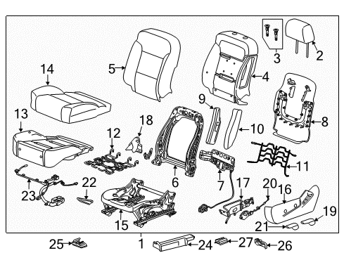 2017 GMC Sierra 1500 Driver Seat Components Lumbar Adjuster Diagram for 23462097