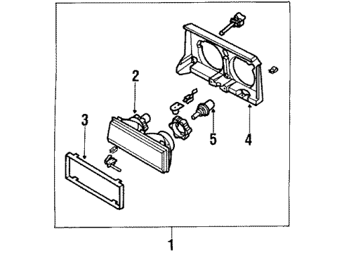 1988 Oldsmobile Cutlass Supreme Headlamps Headlamp Capsule Assembly Diagram for 16505842
