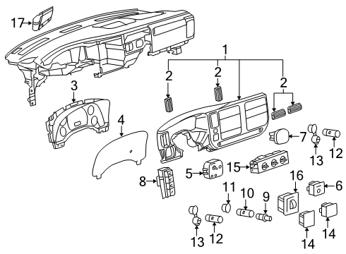 2012 Chevrolet Express 2500 Cluster & Switches Cluster Assembly Diagram for 20865490