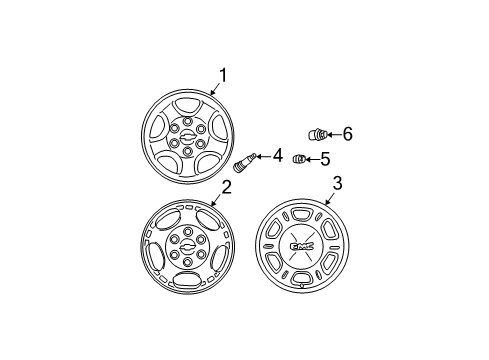 2000 GMC Yukon Wheels, Covers & Trim Wheel Nut Diagram for 12498075