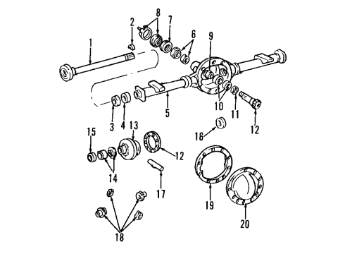 2001 GMC Sonoma Rear Axle, Differential, Propeller Shaft Block Diagram for 12471393