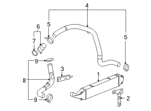 2009 Chevrolet Cobalt Turbocharger Charging Air Cooler Outlet Pipe Assembly Diagram for 20828755