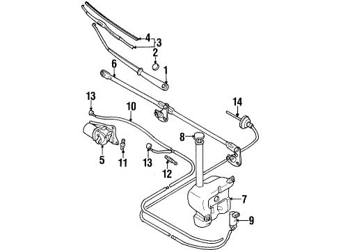1998 Chevrolet Metro Front Wipers Blade, Windshield Wiper Diagram for 91171295