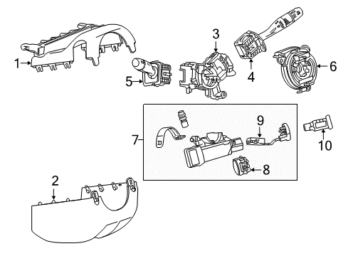 2017 Chevrolet Cruze Shroud, Switches & Levers Switch Housing Diagram for 39088759