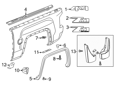 2014 Chevrolet Silverado 1500 Exterior Trim - Pick Up Box Protector Diagram for 22801025