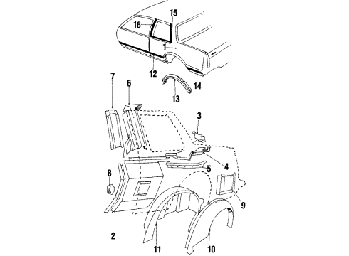 1986 Pontiac 6000 Quarter Panel & Components Panel-Rear Wheelhouse Inner Diagram for 10231437