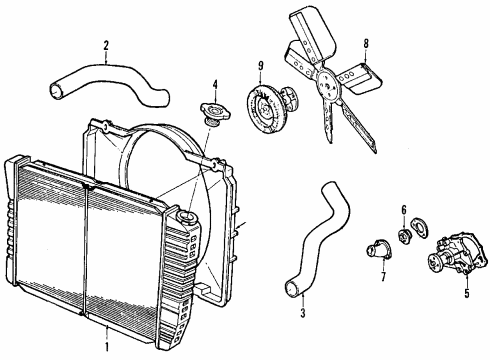 1984 Cadillac Fleetwood Cooling System, Radiator, Water Pump, Cooling Fan Thermostat Diagram for 1618063