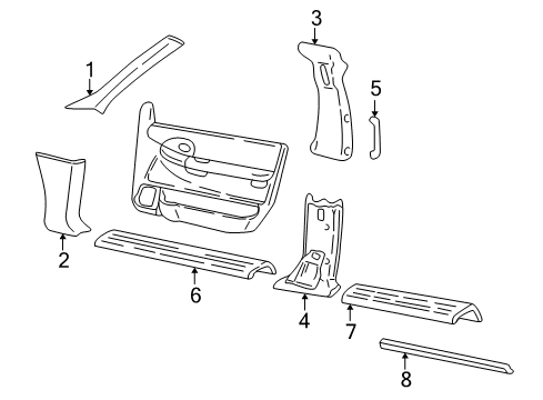2001 Pontiac Montana Interior Trim - Pillars, Rocker & Floor Plate Asm-Rear Side Door Sill Trim *Neutral Medium Diagram for 10316808