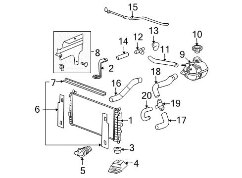 2006 Chevrolet Cobalt Radiator & Components Inlet Hose Diagram for 15945886