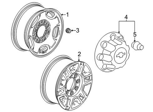 2022 Chevrolet Silverado 2500 HD Wheels Wheel Nut Cap Diagram for 9597782