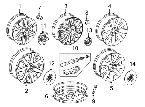 2010 Buick Enclave Wheels, Covers & Trim Hub Wheel Cap *Chrome Diagram for 9596043