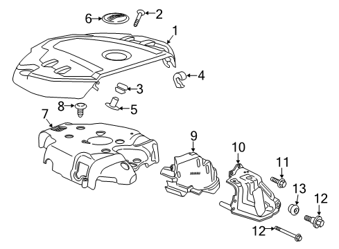 2019 Cadillac CT6 Engine Appearance Cover Insulator Diagram for 12648341