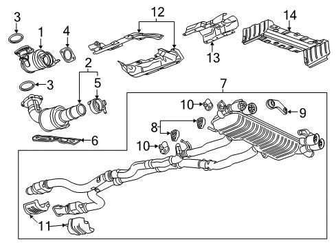 2020 Chevrolet Camaro Exhaust Components Muffler Diagram for 84578421