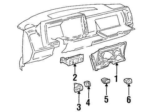 1992 Chevrolet Blazer A/C & Heater Control Units Gauge Cluster Diagram for 16182455
