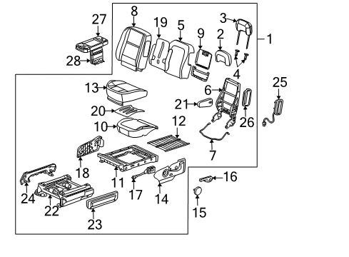 2008 Chevrolet Uplander Driver Seat Components Switch Asm, Driver Seat Adjuster *Cashmere Diagram for 19151531