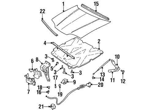1996 Chevrolet Monte Carlo Hood & Components, Exterior Trim Handle Asm-Hood Primary Latch Release Diagram for 10186999