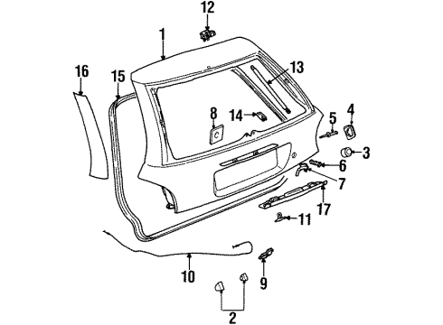2001 Saturn SW2 Lift Gate & Hardware, Exterior Trim Lift Gate Latch Assembly Diagram for 21171173