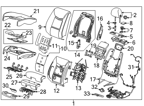 2016 Cadillac XTS Driver Seat Components Lamp Bracket Diagram for 22884889