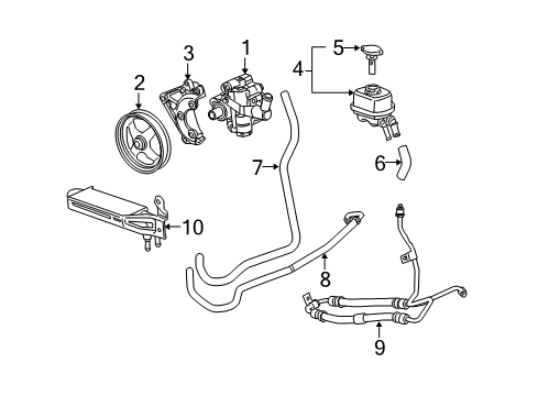 2006 Cadillac CTS P/S Pump & Hoses, Steering Gear & Linkage Cooler Asm-P/S Fluid Diagram for 25767911