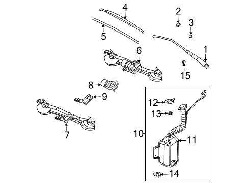 2004 Saturn Ion Wiper & Washer Components Blade Asm, Windshield Wiper Diagram for 15245111