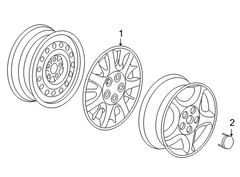 2007 Saturn Relay Wheel Covers & Trim Wheel TRIM COVER *Silver Spark (6-Bolt Hol*Silver Spark Diagram for 9597444