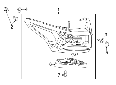2020 Chevrolet Traverse Tail Lamps Bracket Diagram for 84307189
