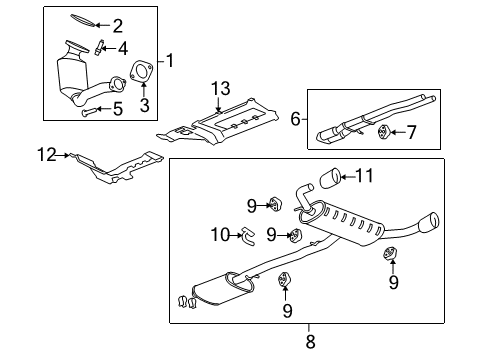 2008 Pontiac Torrent Exhaust Components 3-Way Catalytic Convertor (W/ Exhaust Rear Manifold Pipe) Diagram for 25818505