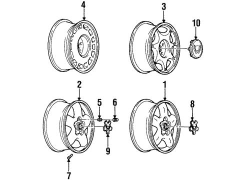 1998 Cadillac Catera Wheels, Covers & Trim Wheel Trim CAP Diagram for 90538077