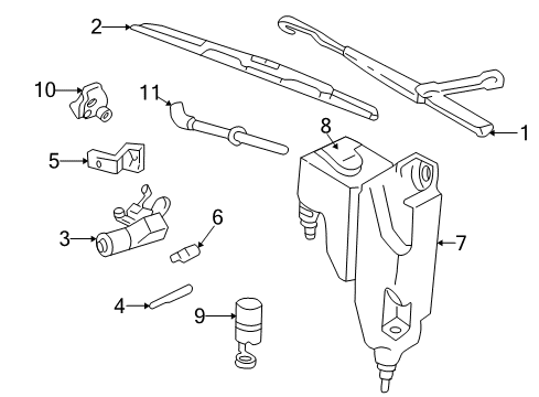 1997 GMC Sonoma Wiper & Washer Components Wiper Arm Diagram for 15043065