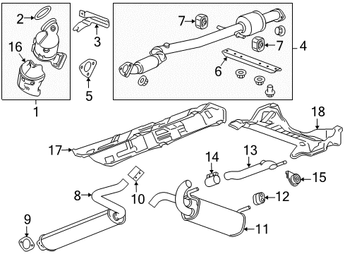2014 Chevrolet Cruze Exhaust Components Oxidation Catalytic Converter Assembly (W/ Filter) Diagram for 12659575